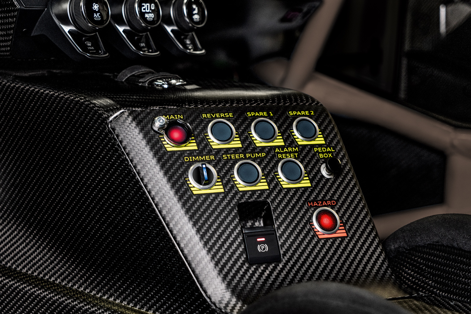 Close-up interior centre console of an XGT