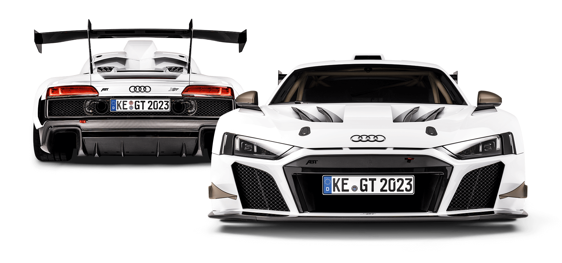 White and black XGT from the front and rear view 