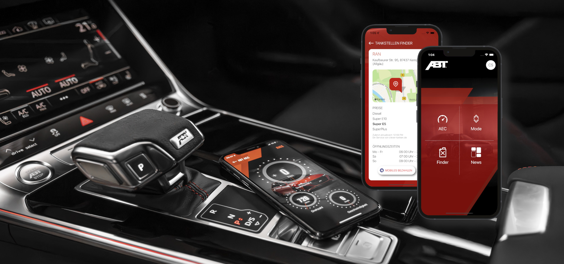 Close-up interior with insight into ABT app