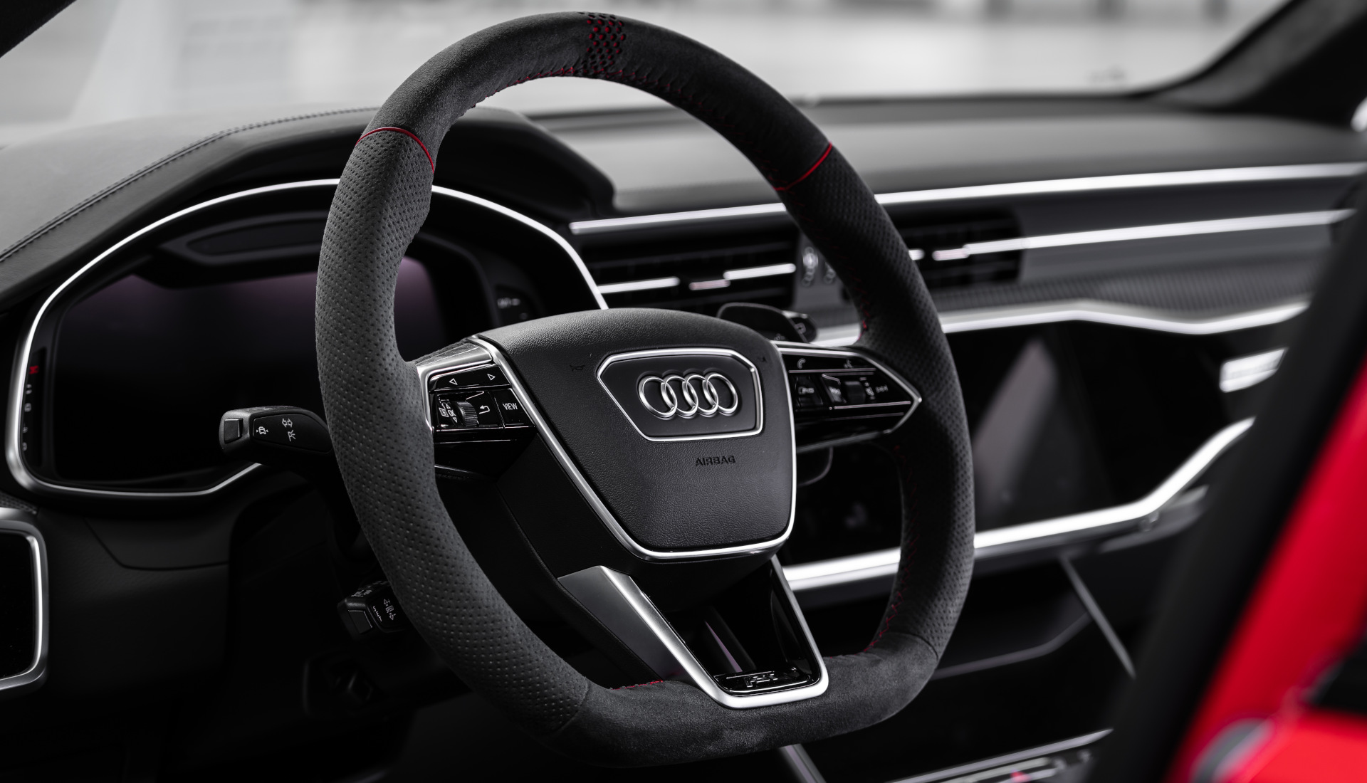 Close-up of steering wheel