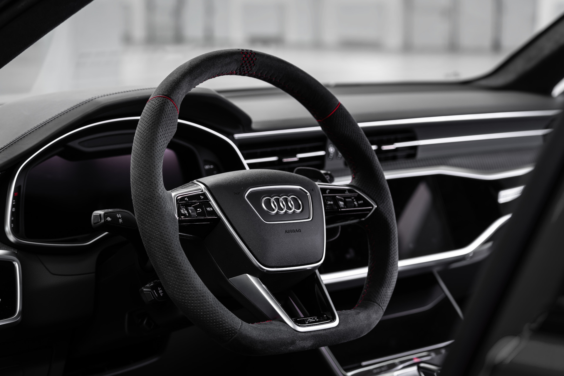 Close-up of steering wheel