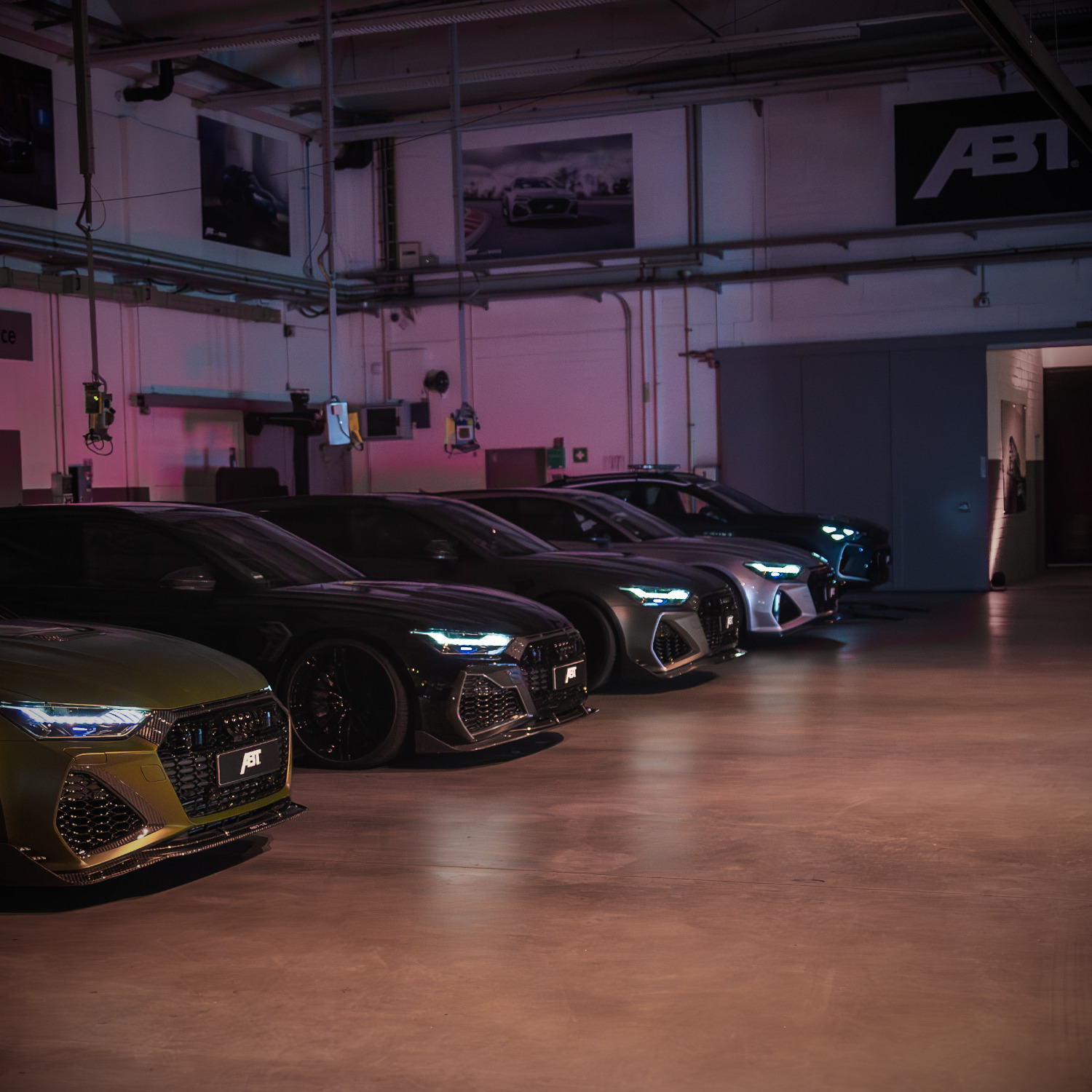 View of five vehicles in our workshop