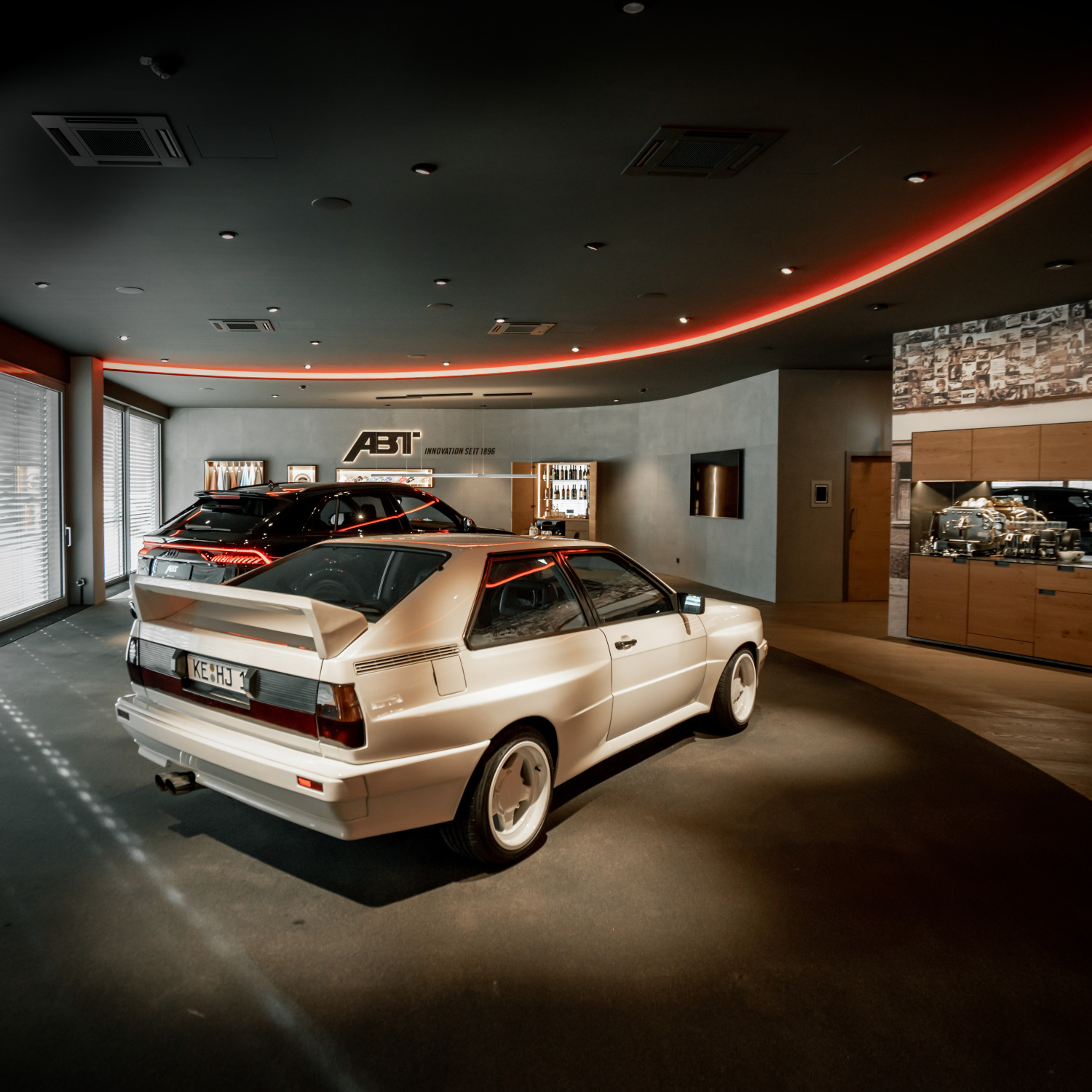 View of the rear of the original Quattro in the Edelschmiede