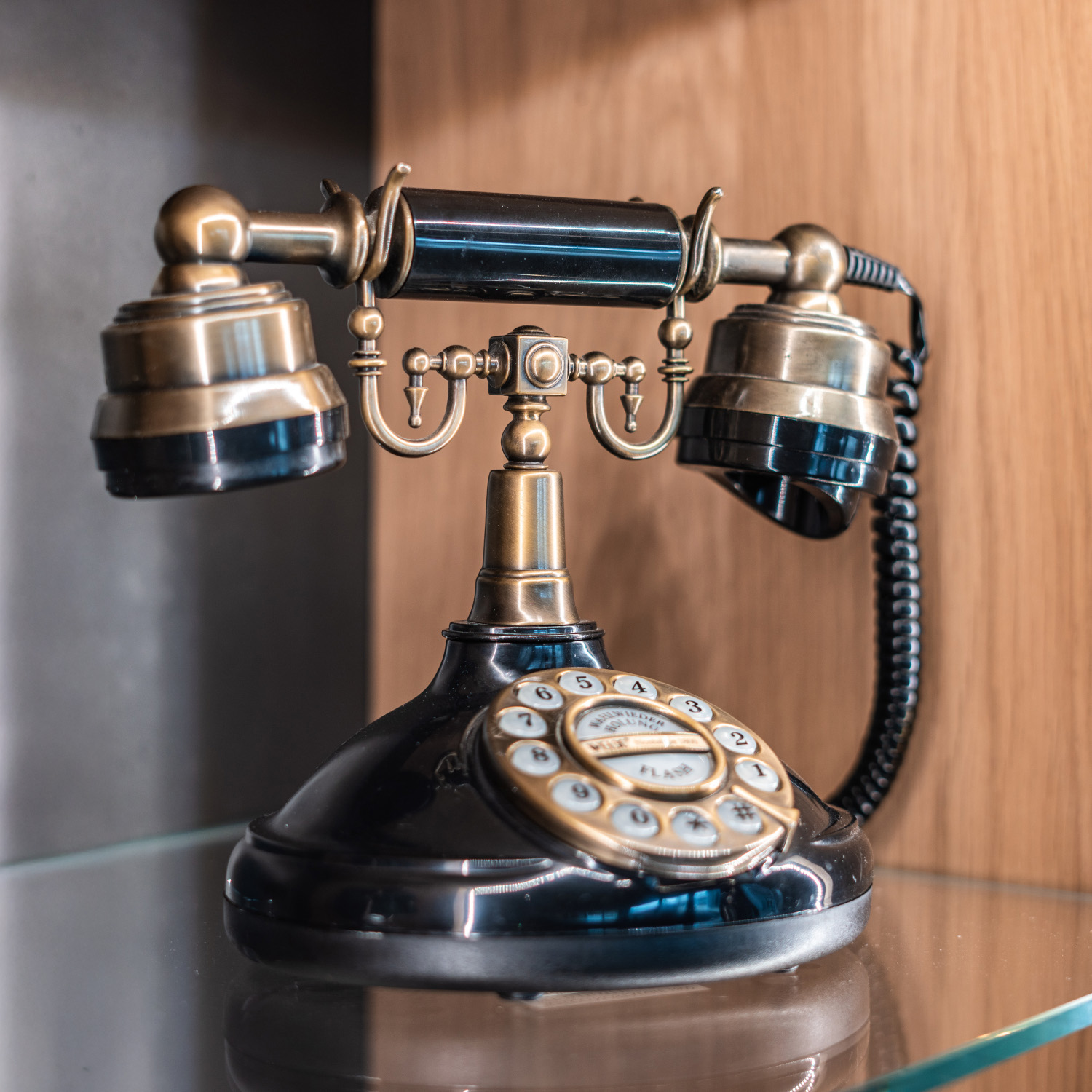 Old telephone with rotary dial