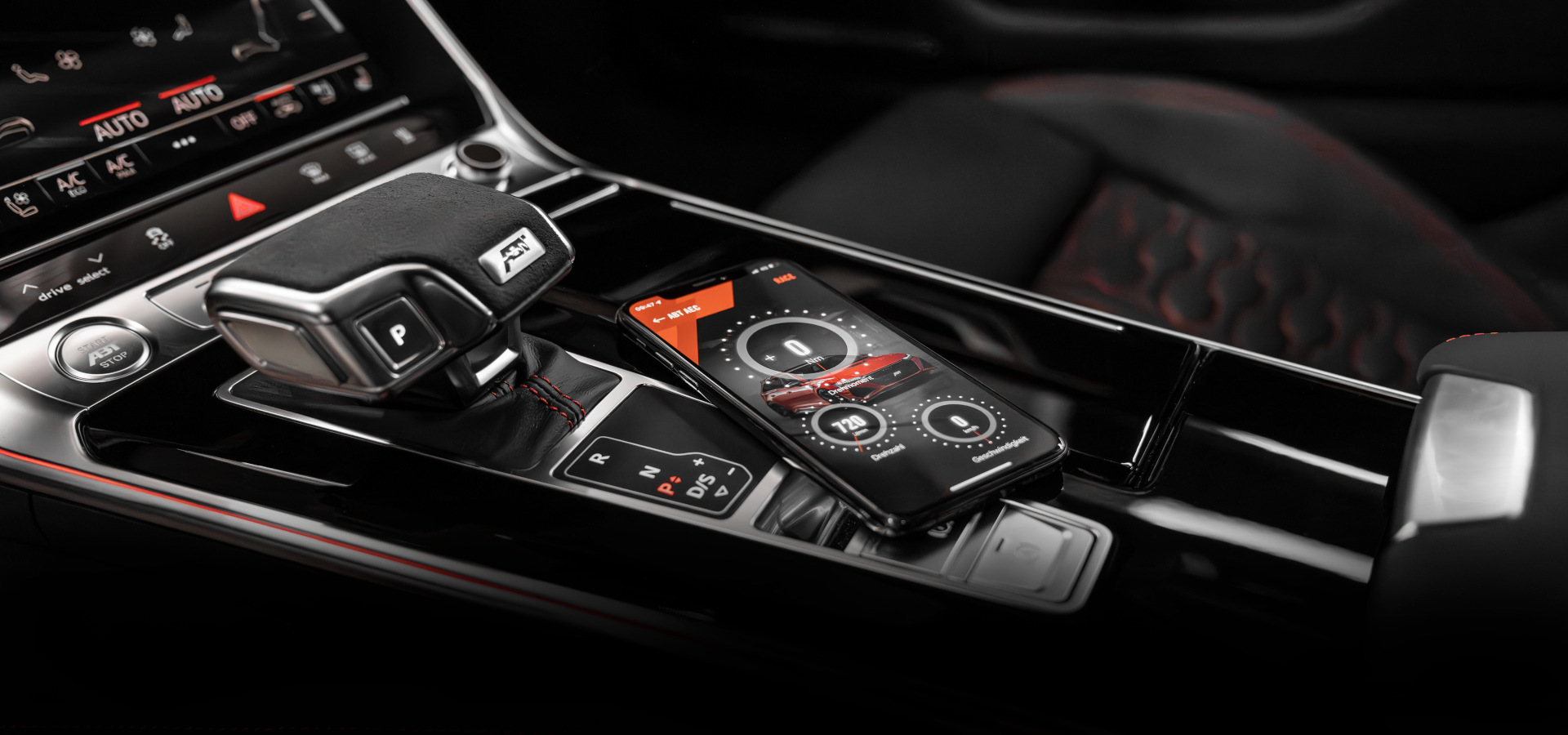 Close-up of centre console